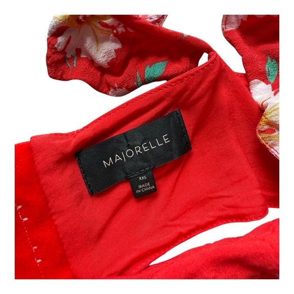 Majorelle Red Fruit Punch Ruffled Floral Crop Top Shorts Set Womens XXS - Picture 10 of 14